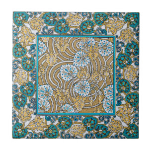 cyclamen blue art nouveau flower botanical tile