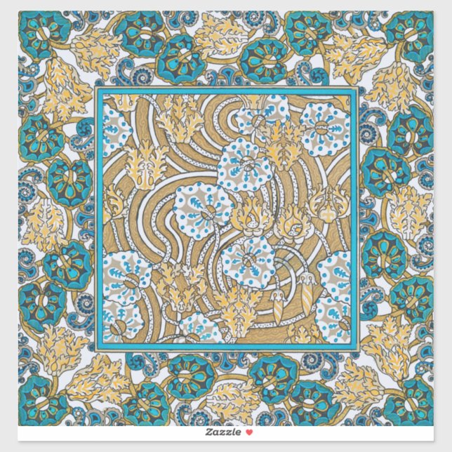 cyclamen blue art nouveau flower wallpaper  (Sheet)
