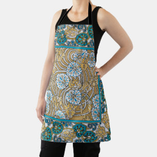 cyclamen blue art nouveau flower wallpaper  apron