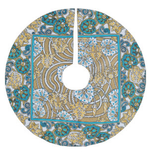 cyclamen blue art nouveau flower wallpaper brushed polyester tree skirt