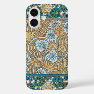 cyclamen blue art nouveau flower wallpaper  iPhone 16 case