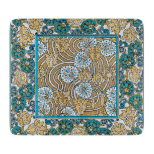 cyclamen blue art nouveau flower wallpaper  cutting board