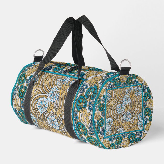 cyclamen blue art nouveau flower wallpaper  duffle bag (Left Corner)