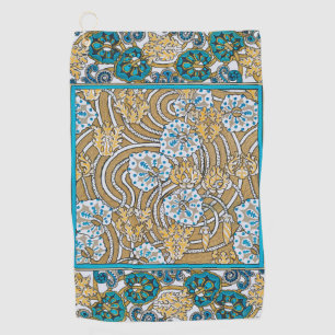 cyclamen blue art nouveau flower wallpaper golf towel