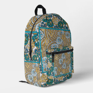 cyclamen blue art nouveau flower wallpaper  printed backpack