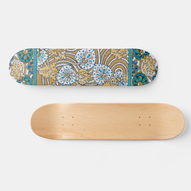 cyclamen blue art nouveau flower wallpaper  skateboard (Horz)