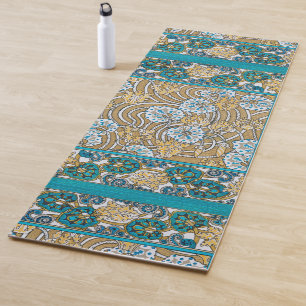 cyclamen blue art nouveau flower wallpaper yoga mat