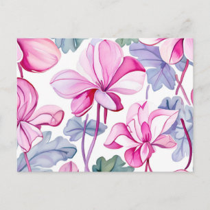 Cyclamen Floral in Delicate Pink and White  Postcard