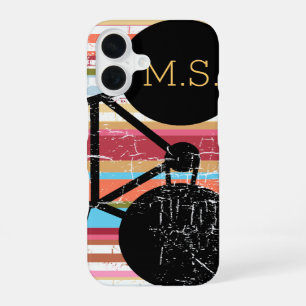Cycle . black-bike & stripes personalised iPhone 16 case