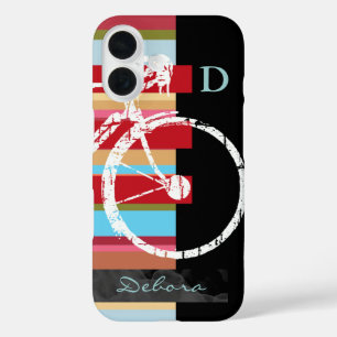 cycle/cycling & stripes personalised iPhone 16 case