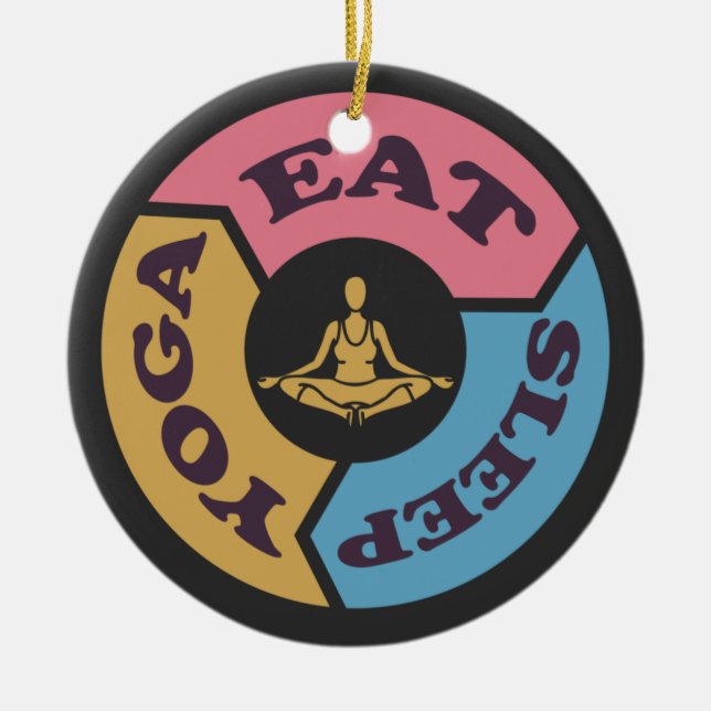 Cycle Eat Sleep Yoga Ceramic Tree Decoration (Front)