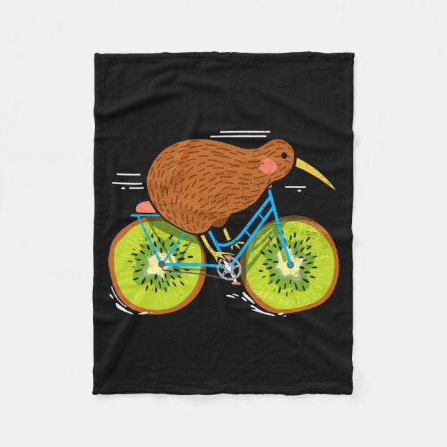 Cycle New Zealand Funny Kiwi On A Bicycle Design I Fleece Blanket (Front)