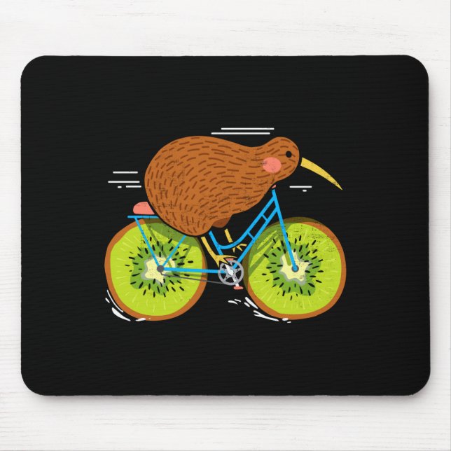 Cycle New Zealand Funny Kiwi On A Bicycle Design I Mouse Mat (Front)