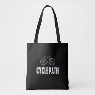cycle-path funny cycling mountain biking cyclists tote bag