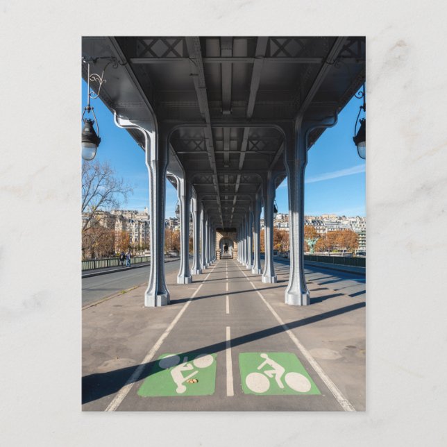 Cycle Path on the pont Bir-Hakeim - Paris, France Postcard (Front)