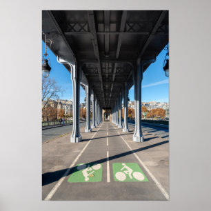 Cycle Path on the pont Bir-Hakeim - Paris, France Poster