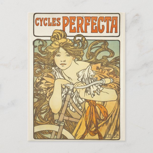 Cycle Perfecta Mucha Vintage French Art Nouveau Postcard (Front)