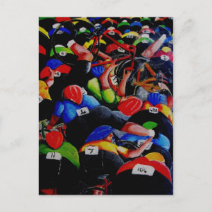Cycle Race Crash postcard by Lyn Hurring