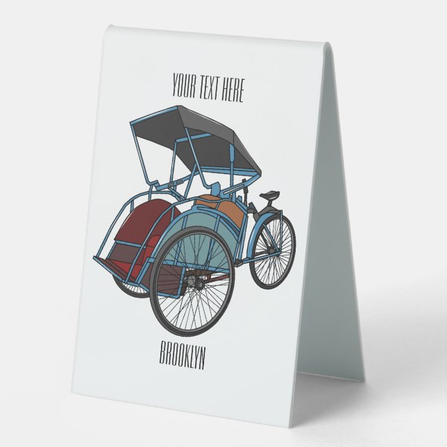 Cycle rickshaw cartoon illustration (Front)