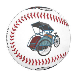 Cycle rickshaw cartoon illustration baseball