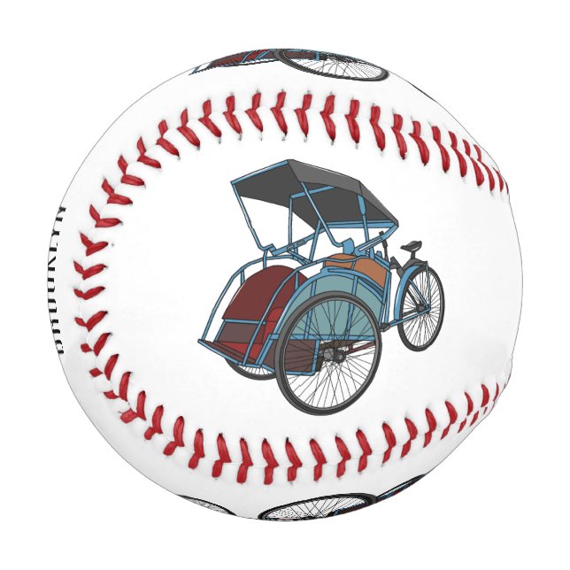 Cycle rickshaw cartoon illustration baseball (Front Left)