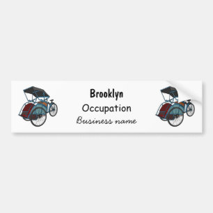 Cycle rickshaw cartoon illustration bumper sticker