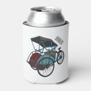 Cycle rickshaw cartoon illustration can cooler