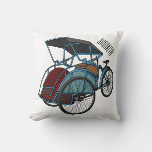 Cycle rickshaw cartoon illustration cushion