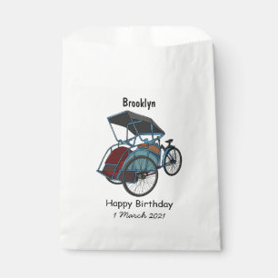 Cycle rickshaw cartoon illustration favour bags