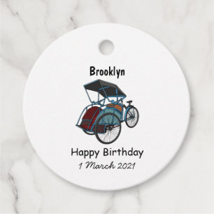 Cycle rickshaw cartoon illustration favour tags