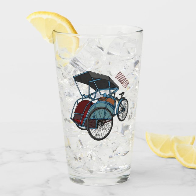 Cycle rickshaw cartoon illustration glass (Front Ice)