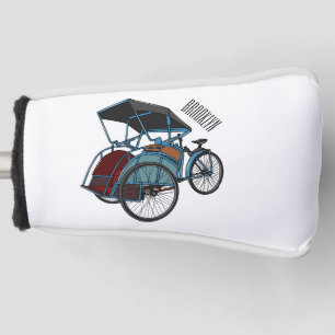 Cycle rickshaw cartoon illustration golf head cover