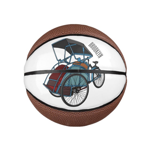Cycle rickshaw cartoon illustration mini basketball (Front)