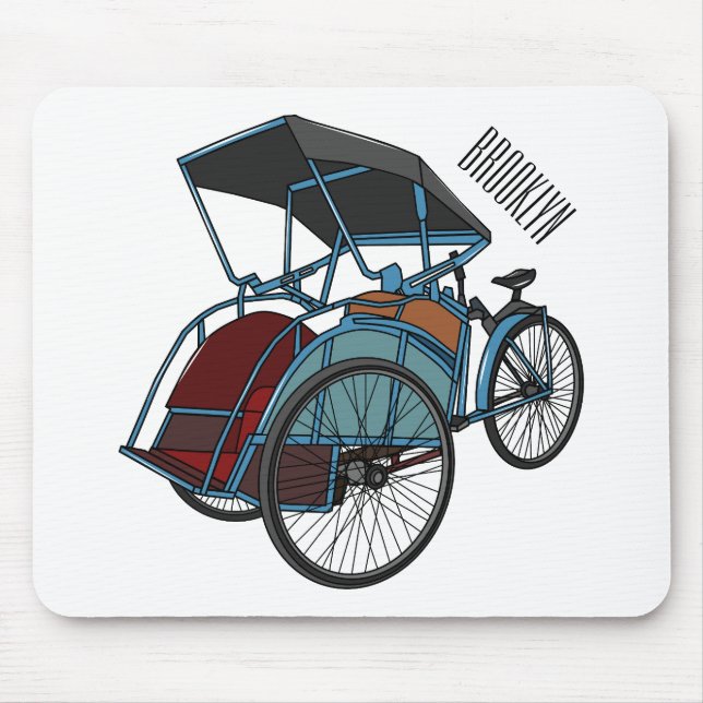 Cycle rickshaw cartoon illustration mouse mat (Front)