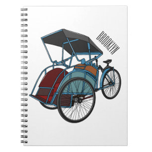 Cycle rickshaw cartoon illustration notebook