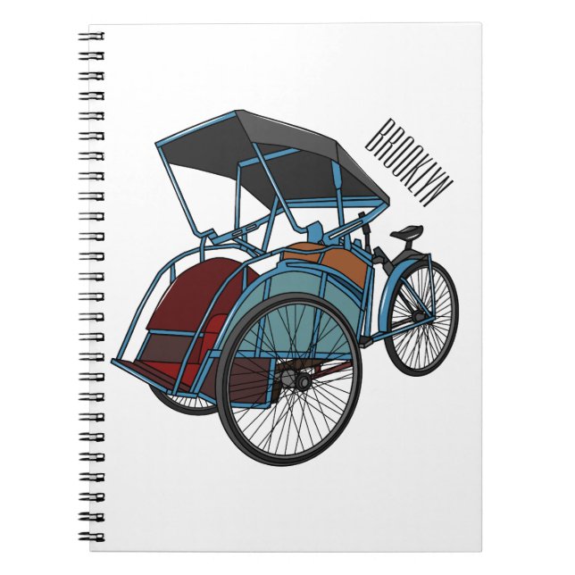 Cycle rickshaw cartoon illustration notebook (Front)