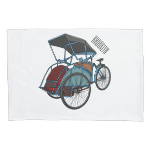 Cycle rickshaw cartoon illustration pillowcase