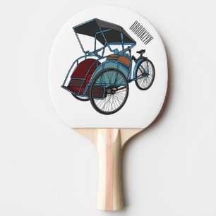 Cycle rickshaw cartoon illustration ping pong paddle