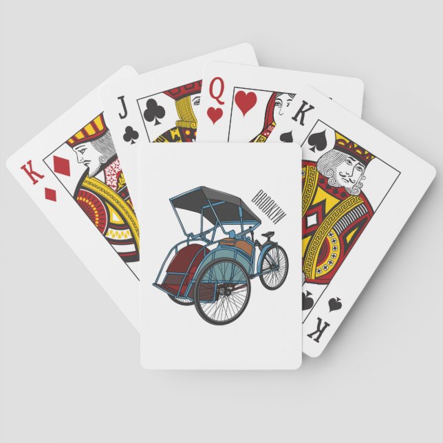 Cycle rickshaw cartoon illustration playing cards (Back)