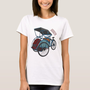 Cycle rickshaw cartoon illustration T-Shirt