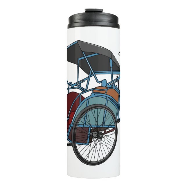 Cycle rickshaw cartoon illustration thermal tumbler (Front)