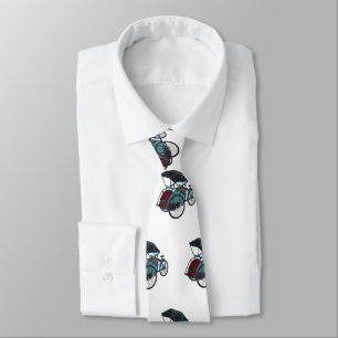 Cycle rickshaw cartoon illustration tie