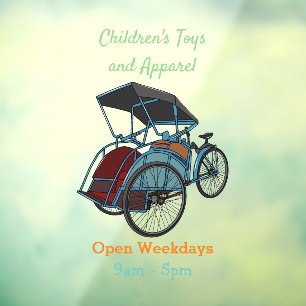 Cycle rickshaw cartoon illustration window cling