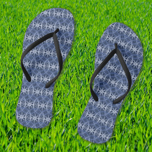 Cycle wheel blue pattern flip flops