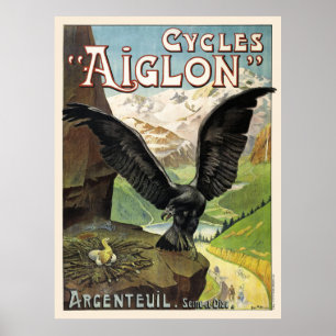 Cycles Aiglon Vintage Advertising Poster France