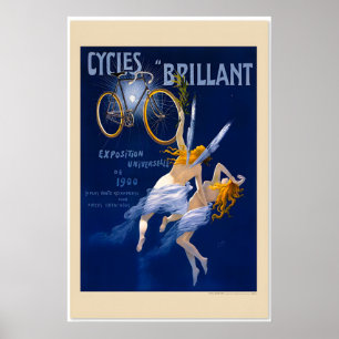 Cycles Brilliant 1900 Vintage Art Nouveau Bicycle Poster