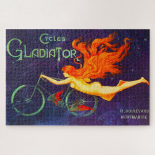 Cycles Gladiator Vintage French Cycling Ad Poster Jigsaw Puzzle