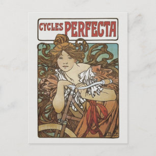 Cycles Perfecta, Alphonse Mucha Art Nouveau Postcard