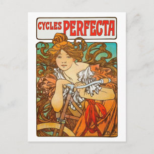 Cycles Perfecta, Alphonse Mucha Art Nouveau Postcard