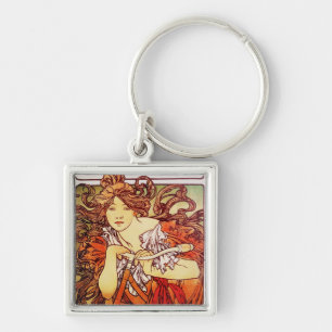 Cycles Perfecta by Alphonse Mucha Key Ring